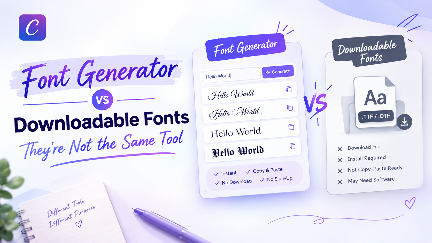 Font Generator vs Downloadable Fonts: They're Not the Same Tool