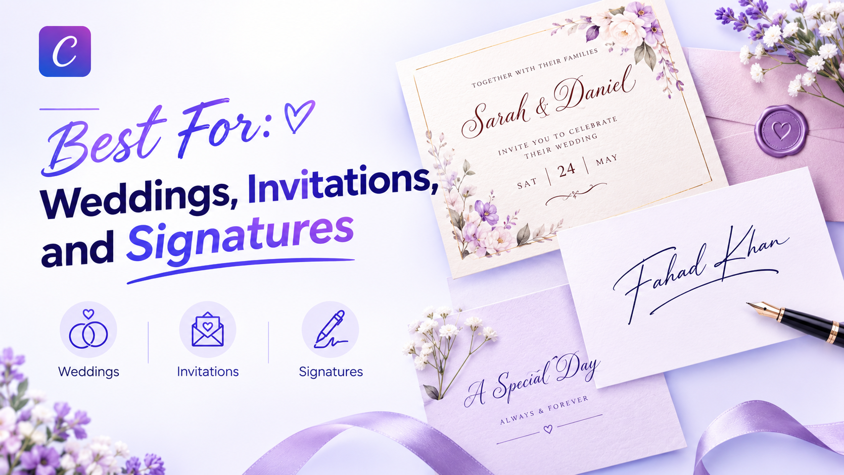Calligraphy font generator styles for weddings, invitations, and signatures